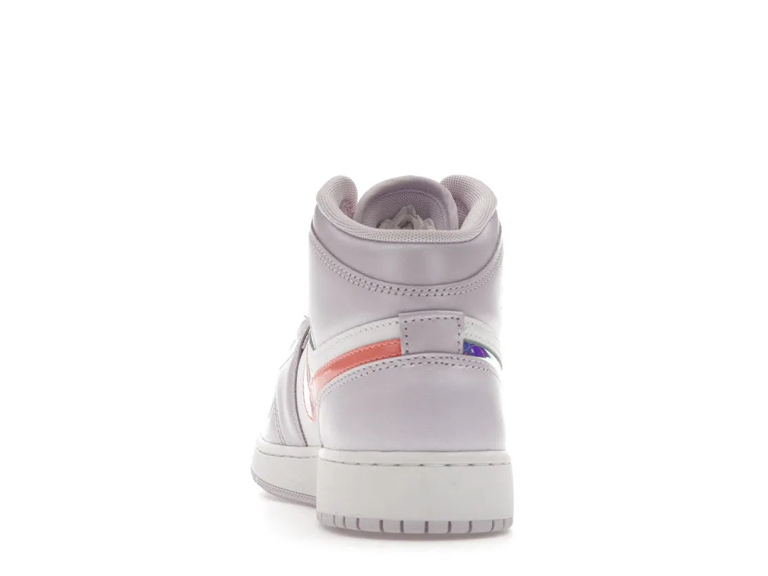 Детские кроссовки для девочек с принтом Jordan 1 Mid SE Jordan, Barely Grape/White/Atomic Pink — фото 4