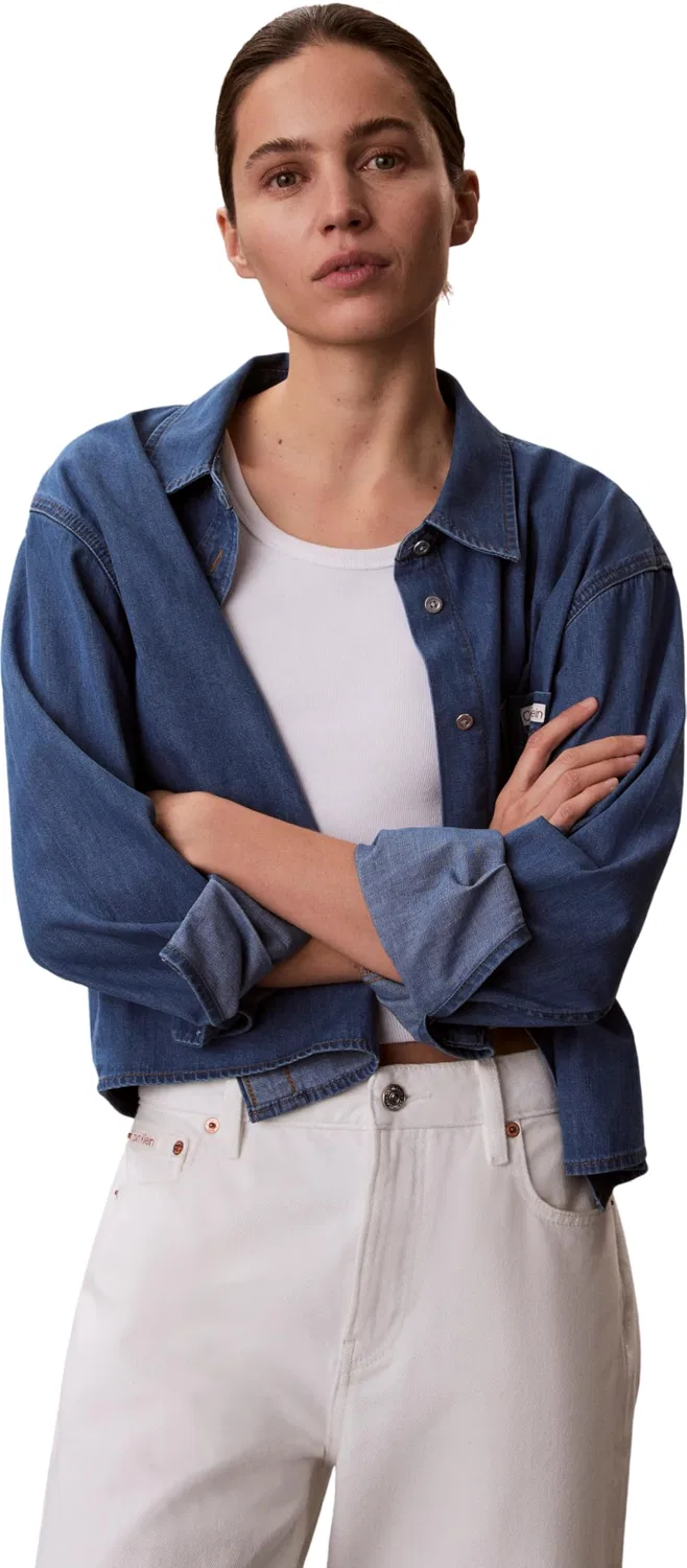 Женская блузка Calvin Klein New Dad Shirt Annapolis Sky, Blue (Annapolis Sky)