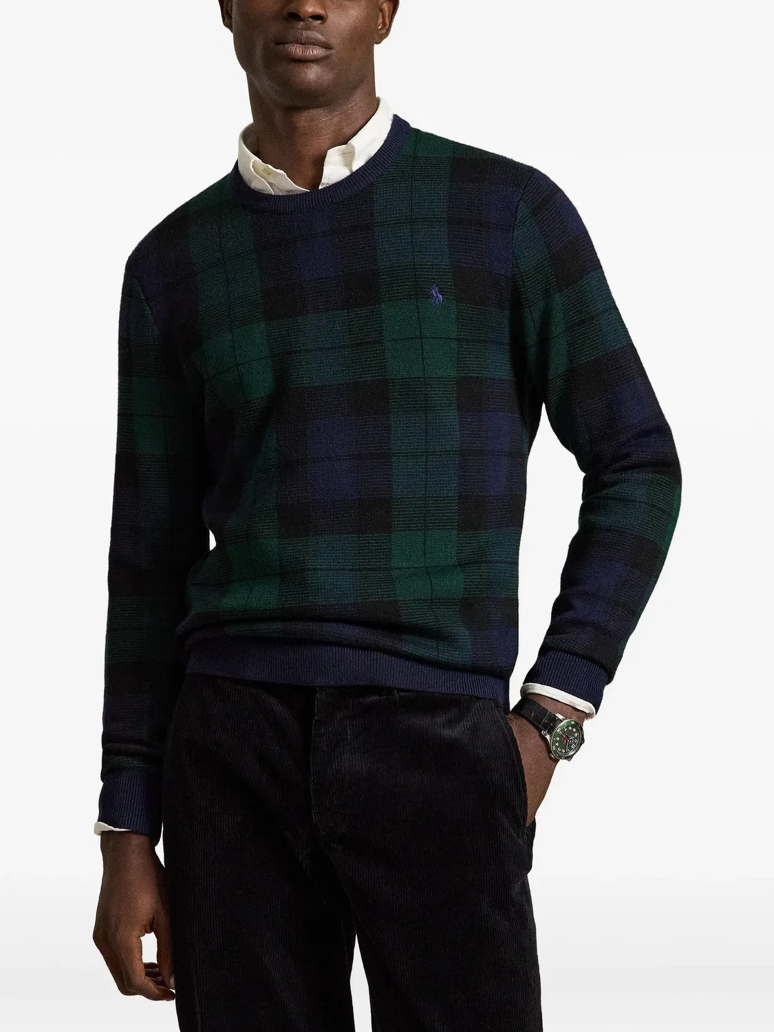 Polo Ralph Lauren Шерстяной свитер в клетку зеленый — фото 4
