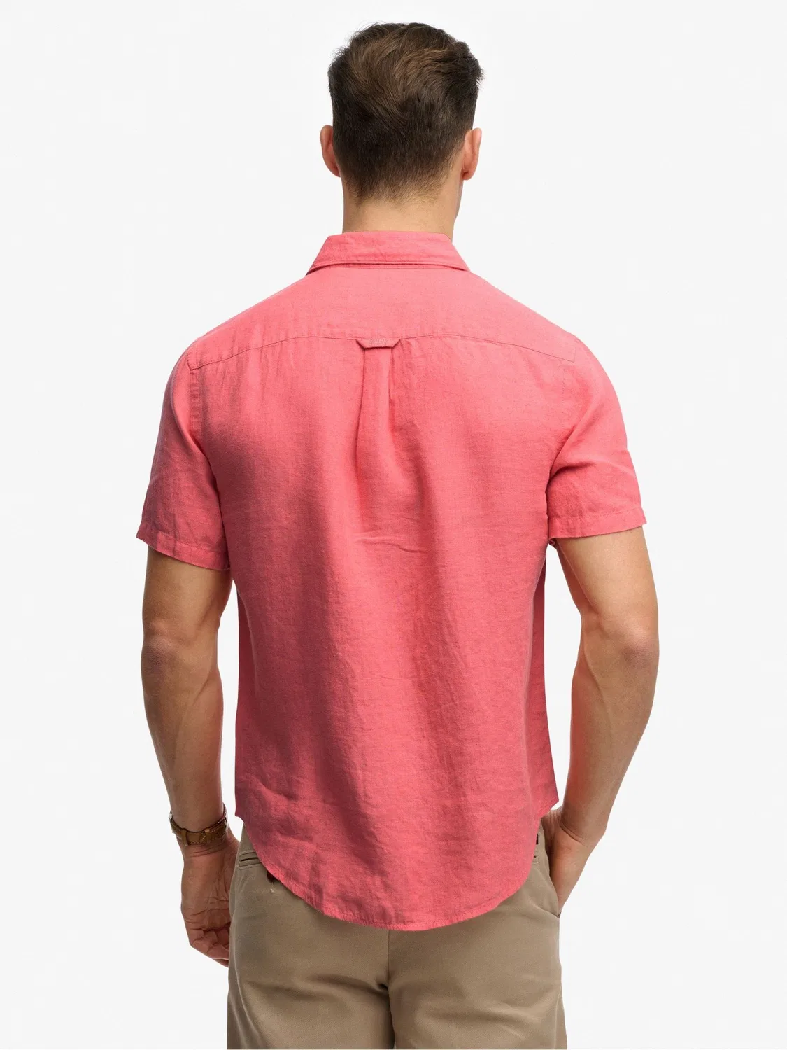 Льняная рубашка с короткими рукавами Superdry Pink Riviera — фото 3