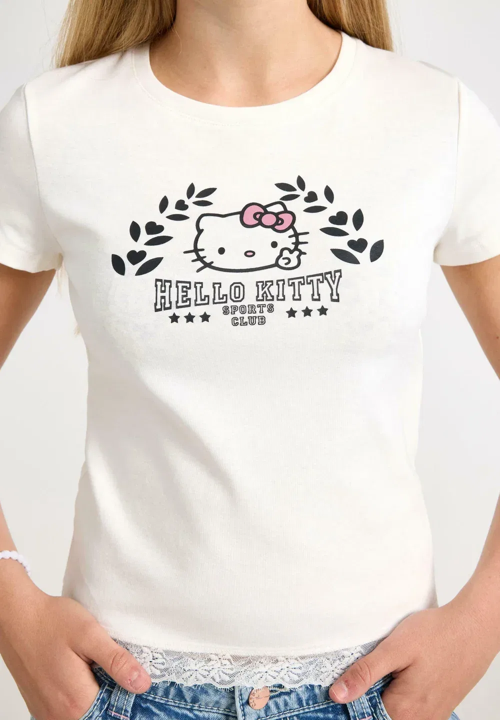Футболка с короткими рукавами и принтом Hello Kitty Lindex, Off White — фото 4