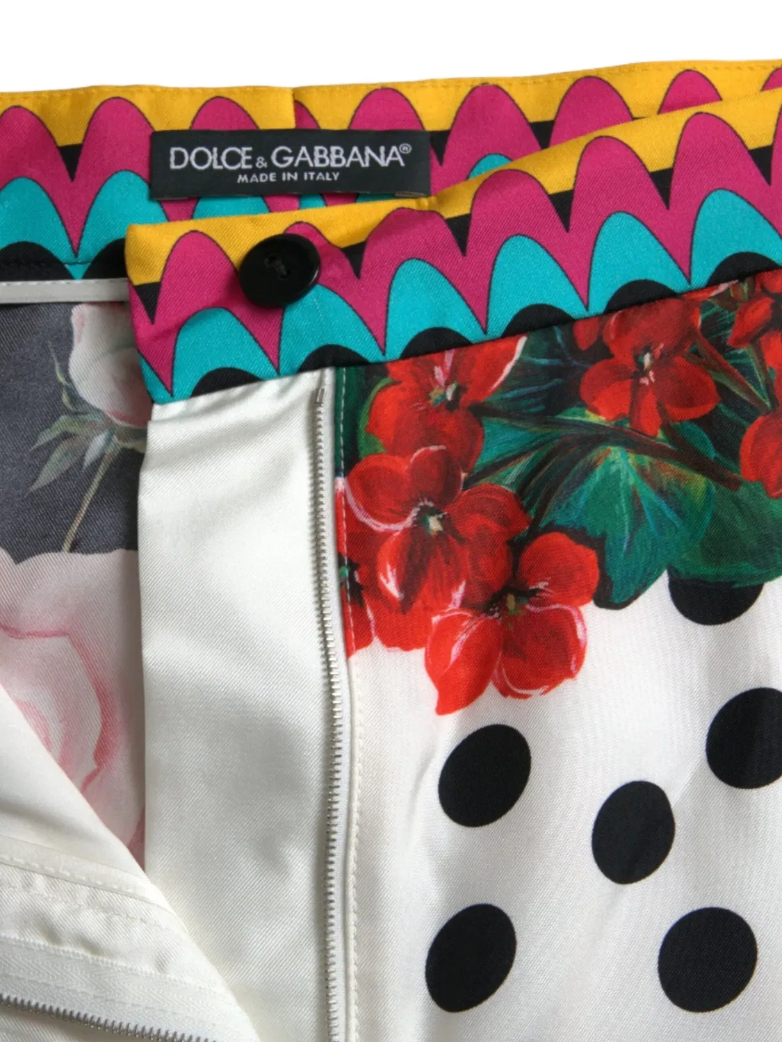 Шорты шелковые с цветочным принтом Dolce & Gabbana, белый — фото 4