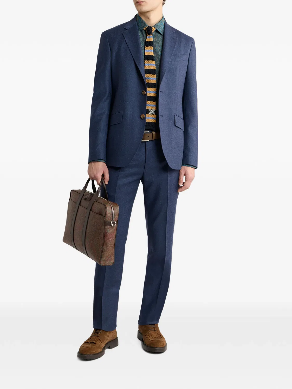 Рубашка из хлопкового жаккарда, синяя ETRO, синий — фото 3