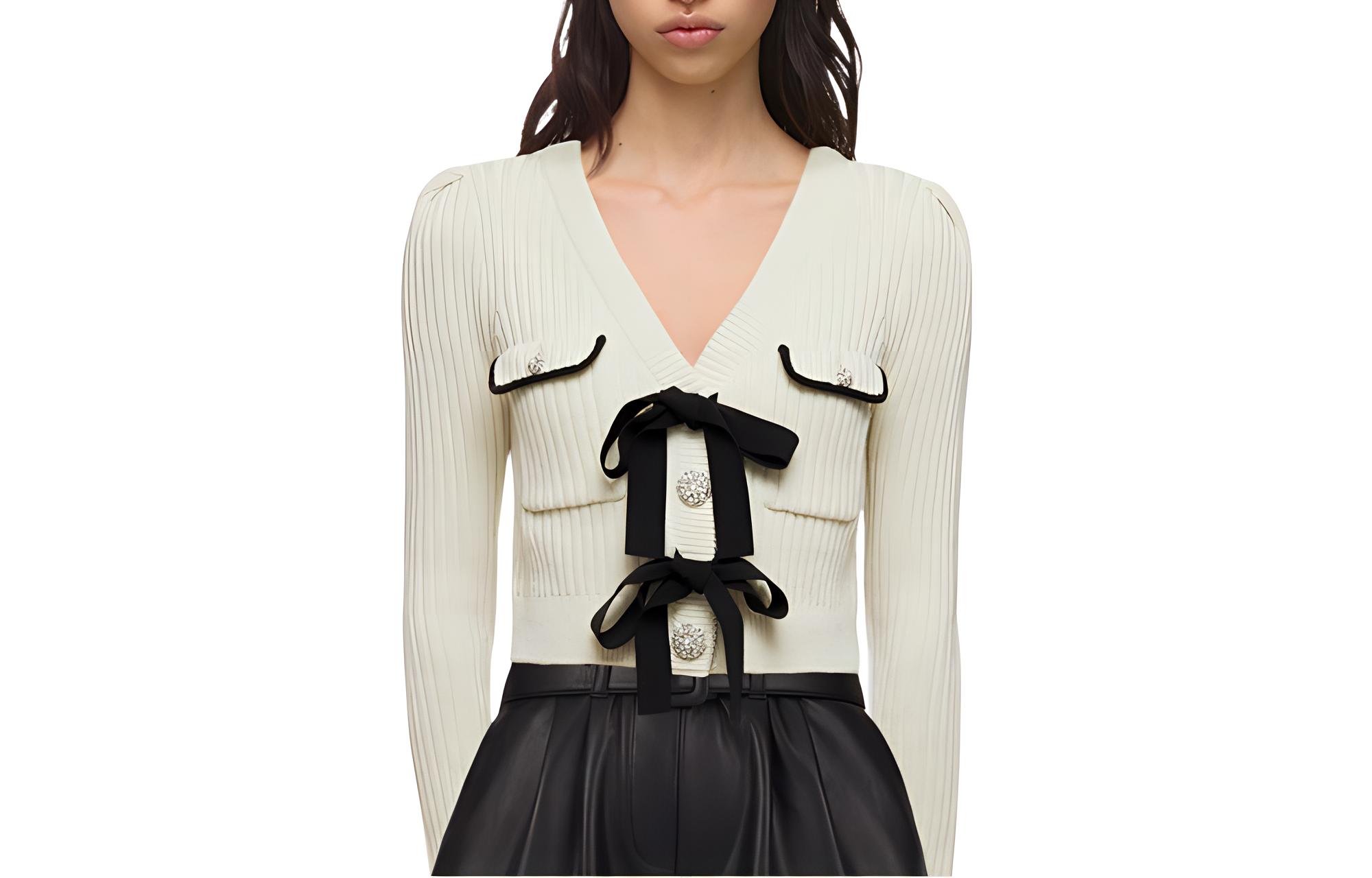 

Self-portrait Автопортрет FW21 Вязаный свитер женский белый