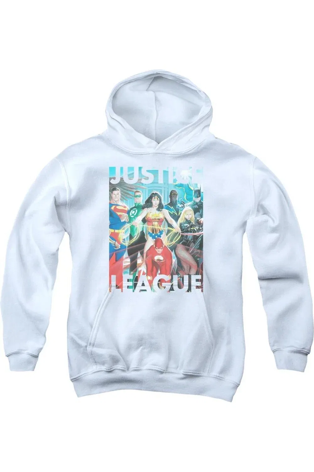 Детское худи с капюшоном Justice League of America Hall Of Justice Gildan, White