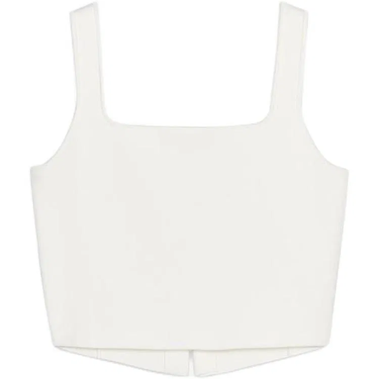 Женский топ без рукавов с круглым вырезом, белый, ZARA, White — фото 3
