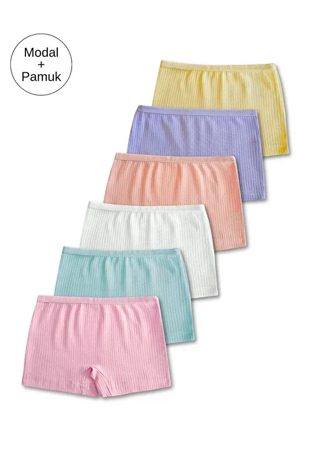 Детский комплект трусов для девочек хлопковый Modal-Cotton blend girls' boxer briefs underwear set of 6 Panfilia, Pink-Yellow-White