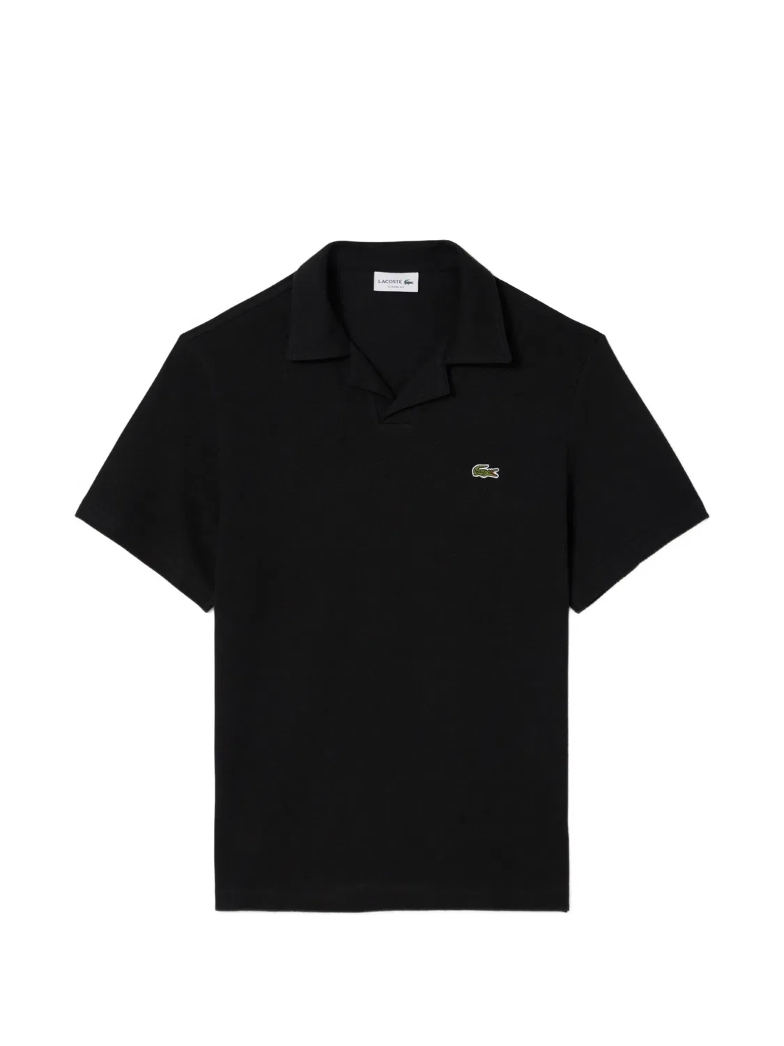 Поло с коротким рукавом из хлопка/льна Lacoste, черный