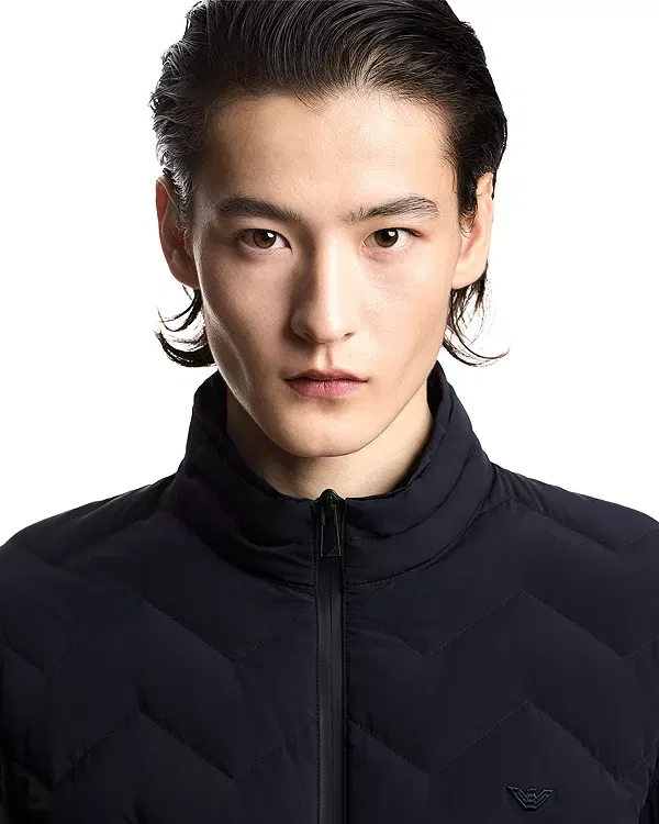 Мужская куртка с принтом Essential Chevron Quilted Jacket Emporio Armani, Navy Blue — фото 4
