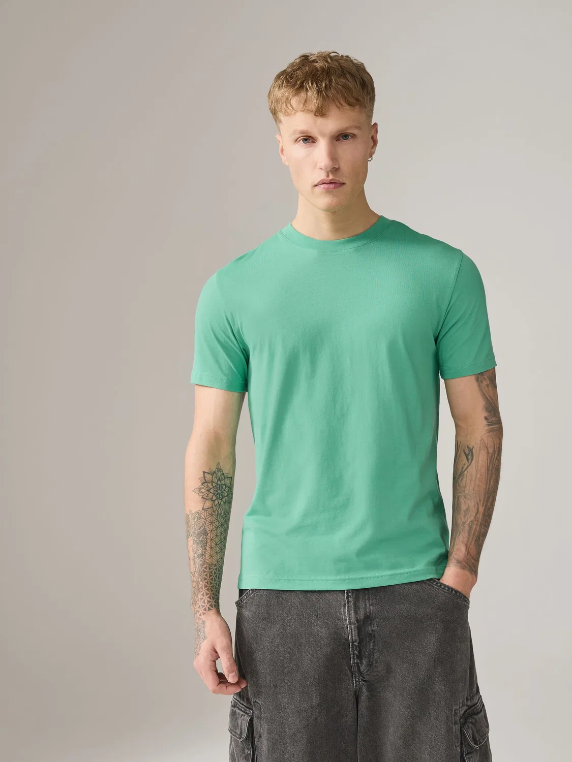 Футболка с круглым вырезом, Slim Fit, Essential Next, мятный
