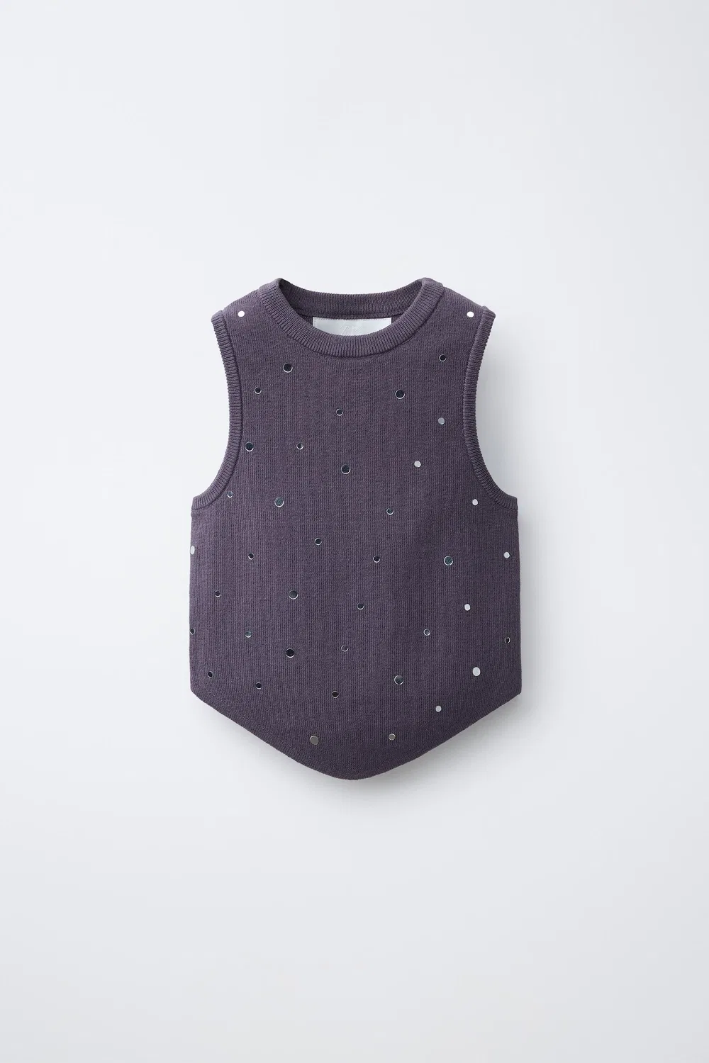 Вязаный топ с зеркальными аппликациями ZARA, Aubergine