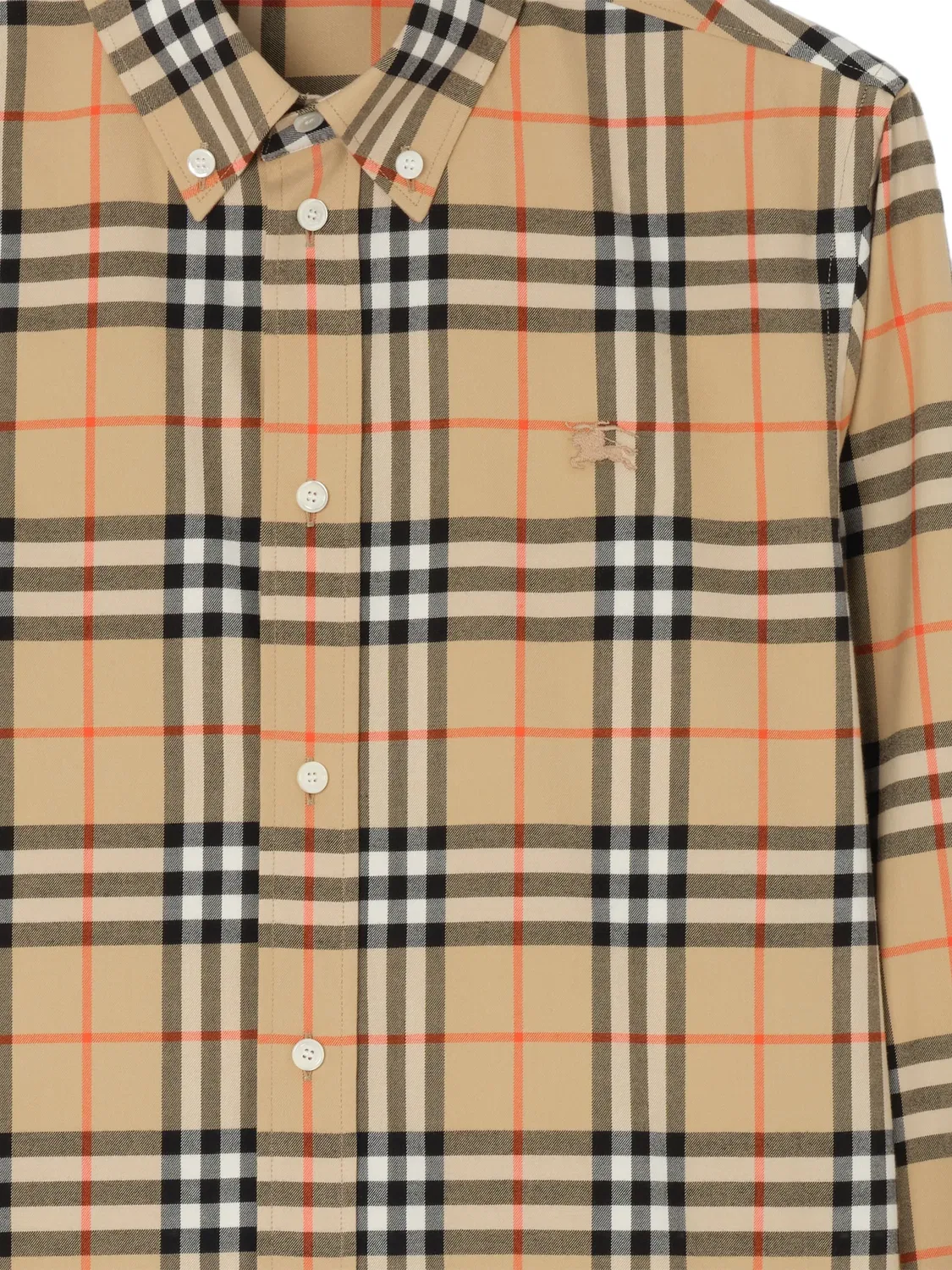 Хлопковая рубашка свободного кроя в клетку Burberry, нейтральные — фото 3