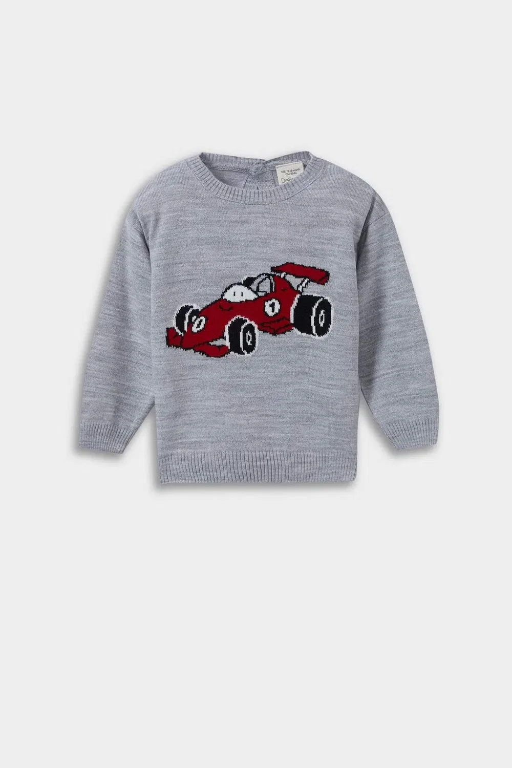 Пуловер с принтом для мальчика Defacto, серый — фото 3