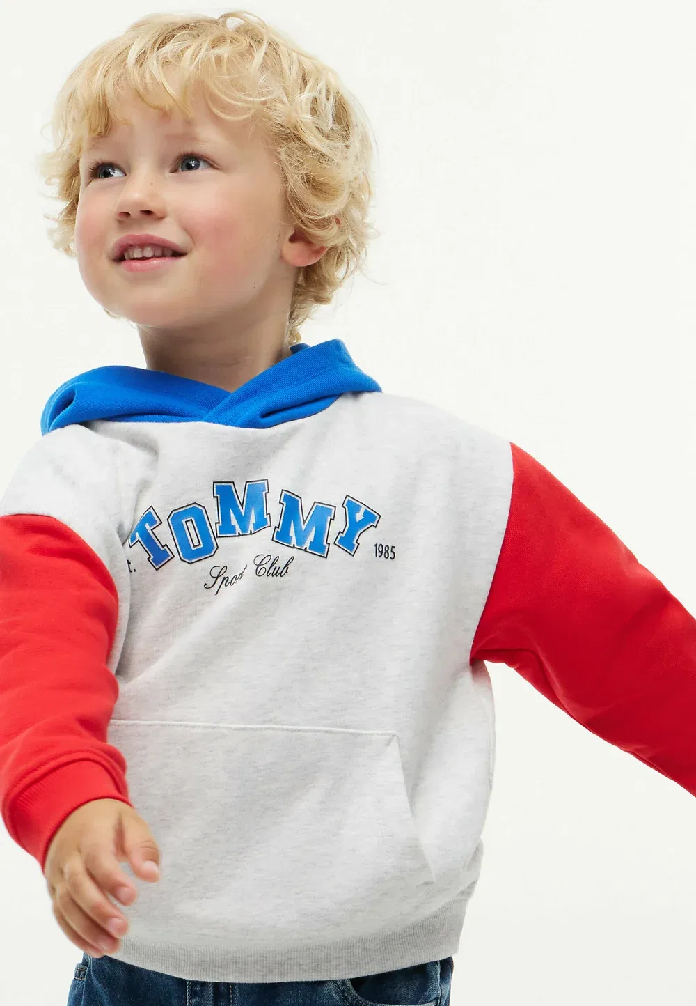Худи из махровой ткани с цветными блоками и логотипом Tommy Hilfiger, Grey Orange — фото 4