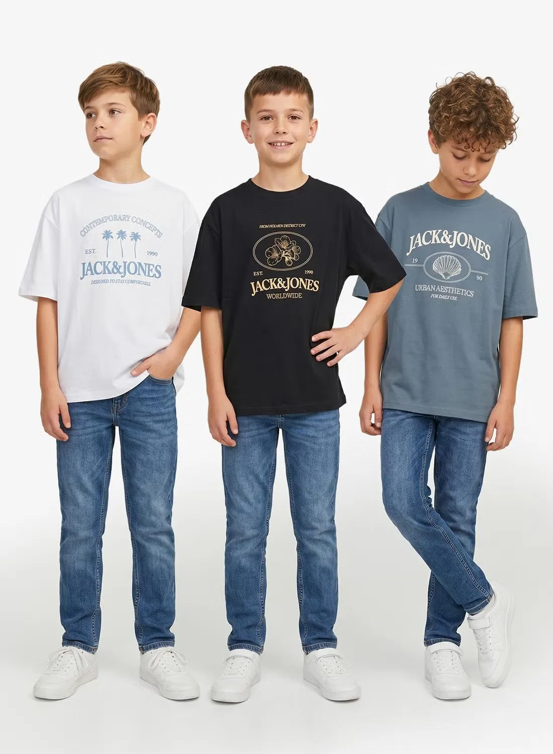 Футболка с коротким рукавом комплект футболок Jack & Jones Junior, серо-голубой