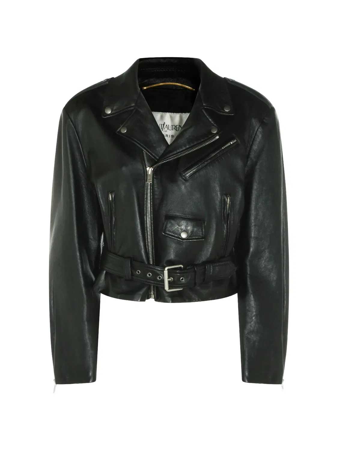 Байкерская куртка с поясом Saint Laurent, черный