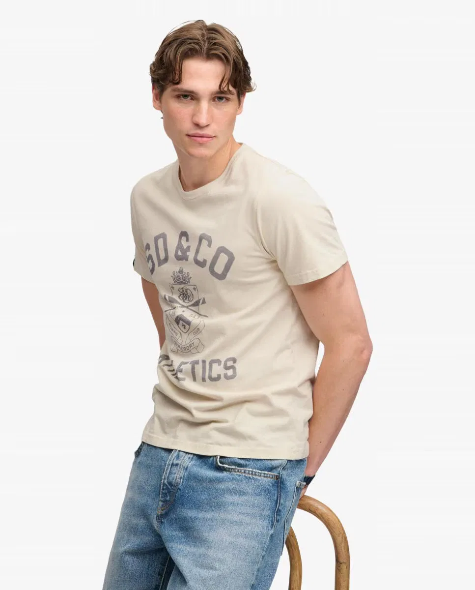 Мужская футболка, Gothic Varsity, Superdry, бежевый — фото 2
