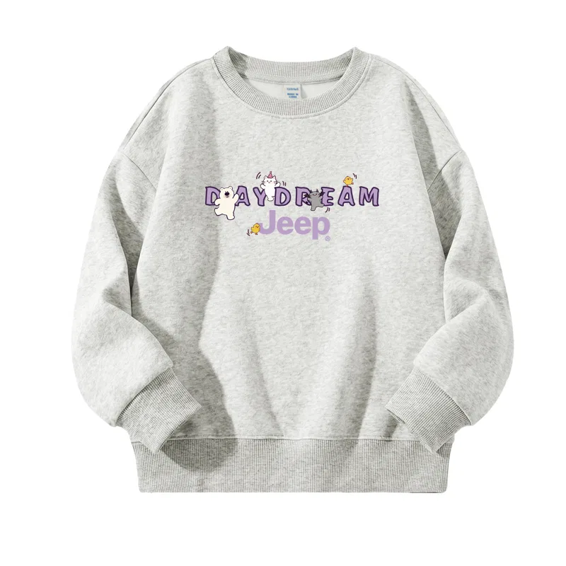 Детский свитшот с принтом Happy Animal Jeep, White Heather Gray/E