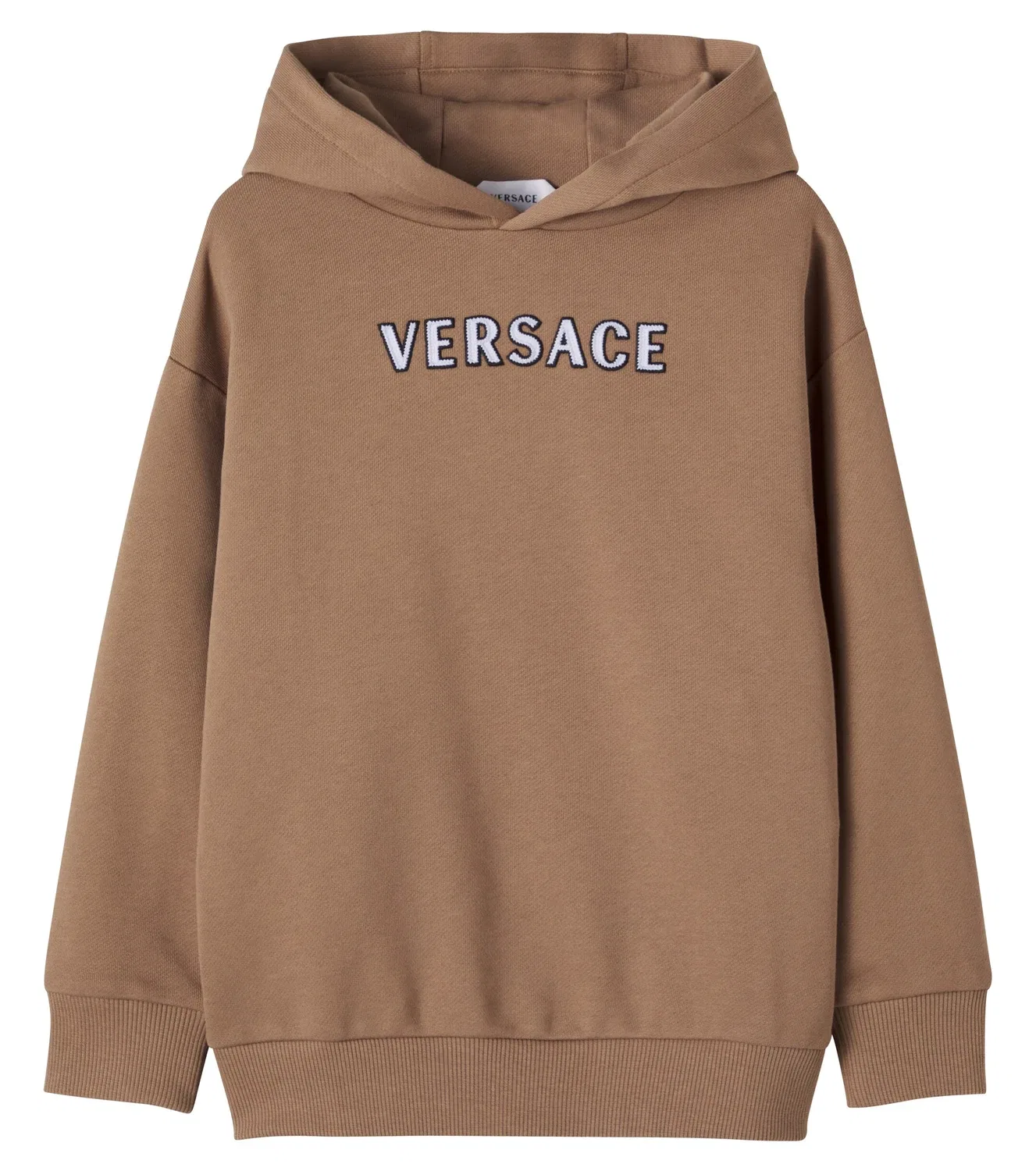 Худи хлопковое с капюшоном Versace Kids, коричневый