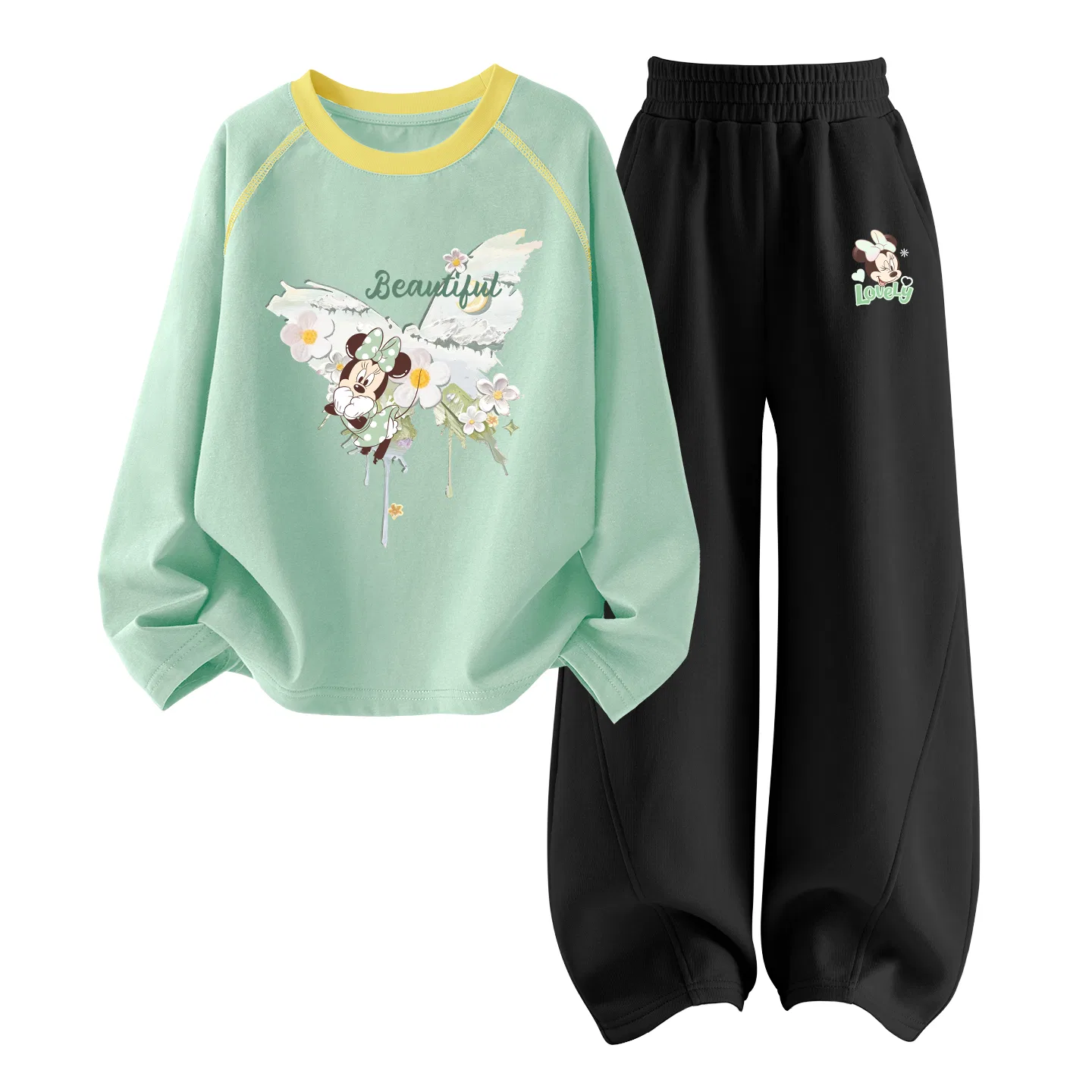 Детский спортивный костюм с принтом Disney, Цвет Spring Sprout Green+DiLV Heart K Black