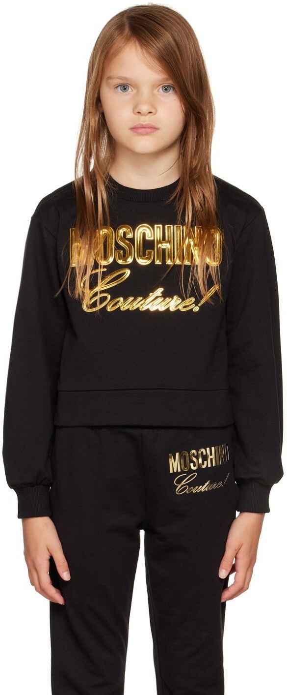 

Детская черная толстовка \Couture\"" Moschino, Черный, Детская черная толстовка \Couture\"" Moschino