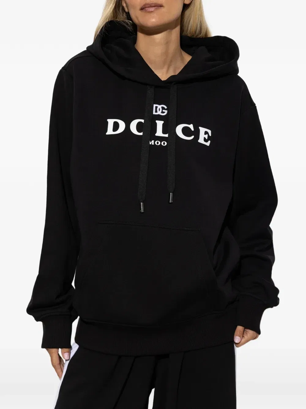 Хлопковая толстовка с вышитым логотипом DOLCE & GABBANA, черный — фото 3
