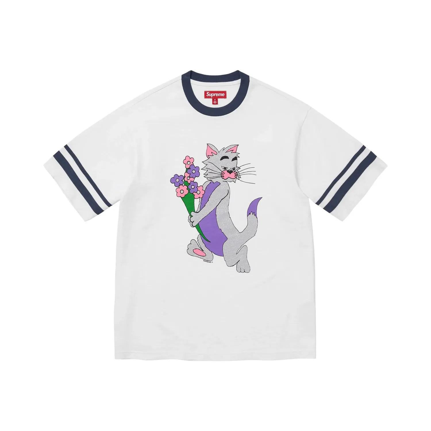 Топ с коротким рукавом Supreme Glitter Cat, White