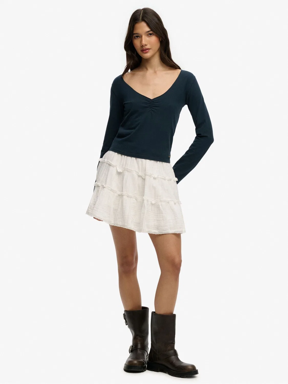 Топ Athletic Essential Gathered Long Sleeve Superdry, синий — фото 3