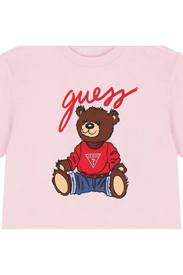 Детская футболка для девочек с принтом Guess, Pink — фото 3