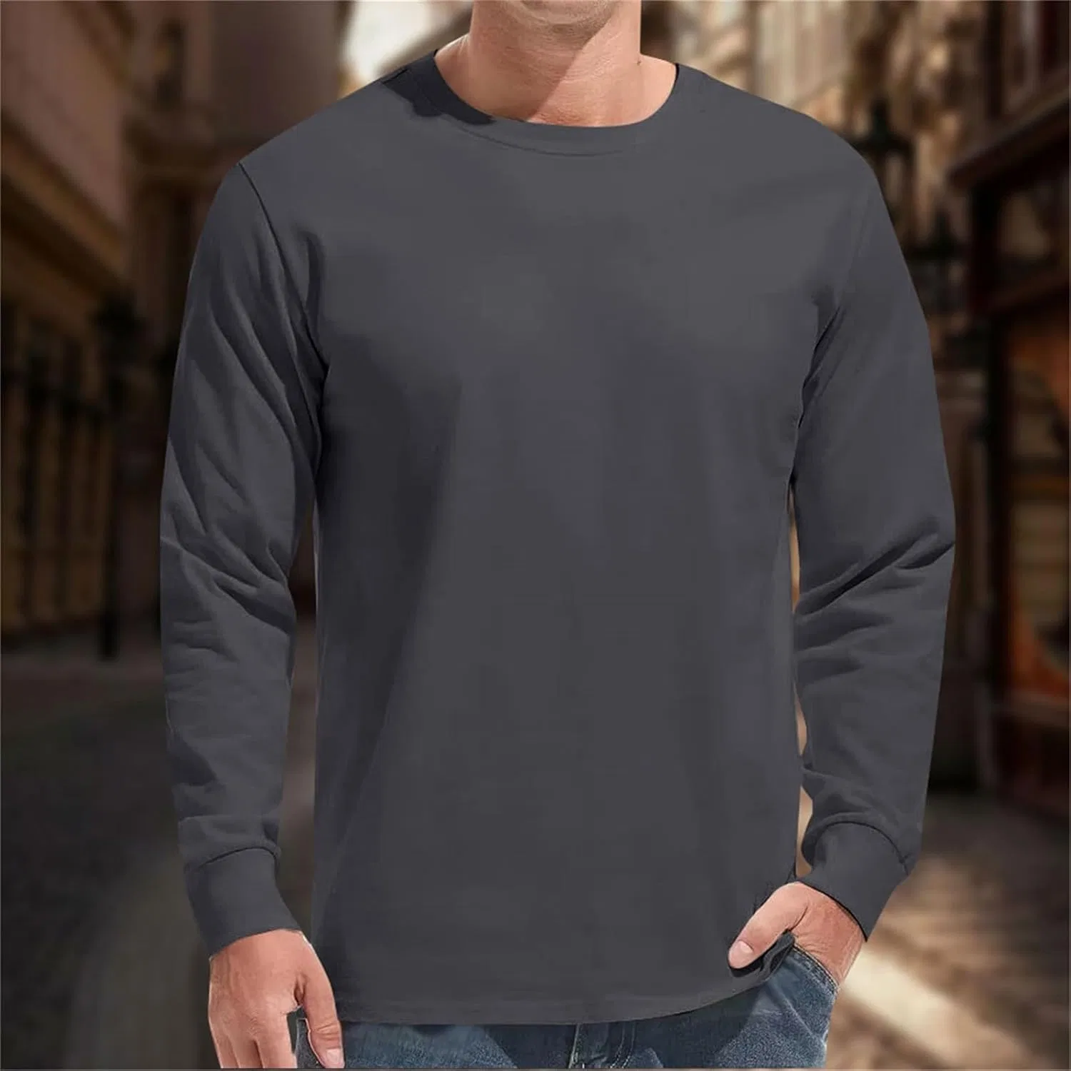 Мужская повседневная футболка с круглым вырезом Miyaomn, Dark Gray — фото 2