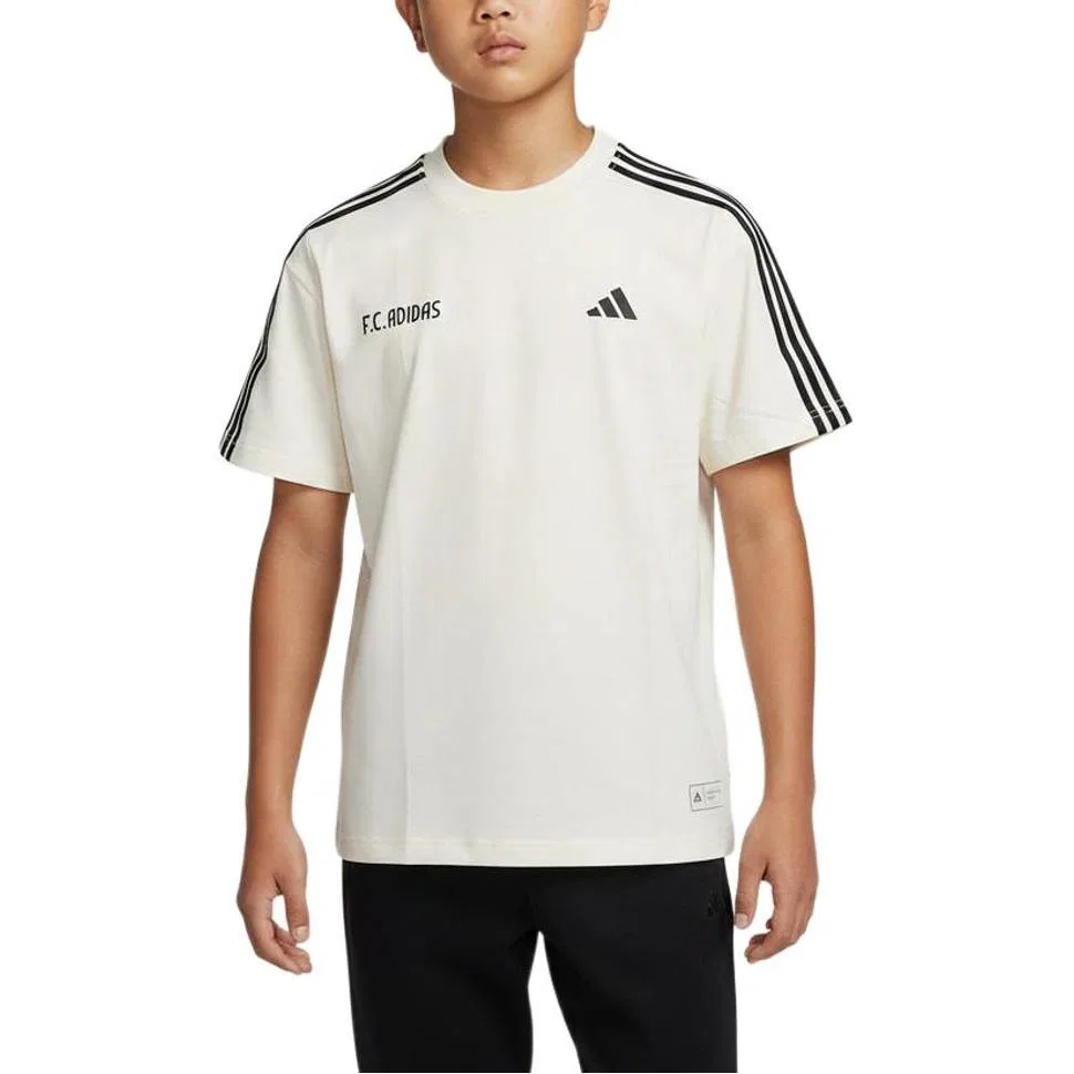 Футболка детская с круглым вырезом Adidas Ecru/Black