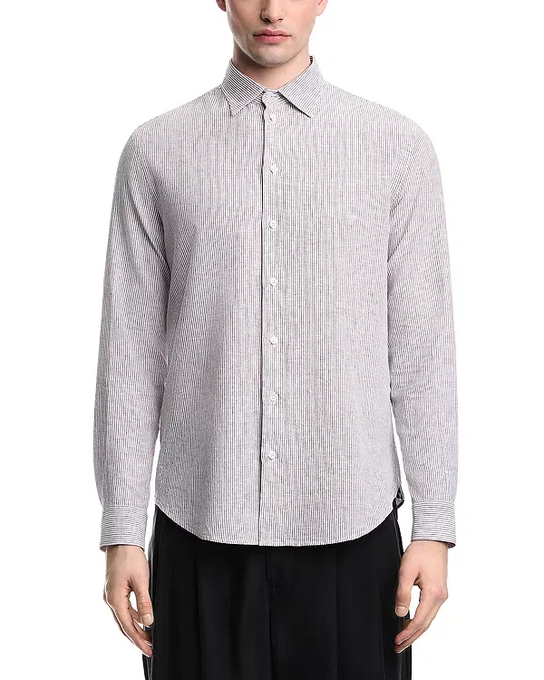 Мужская рубашка с классическим воротником Emporio Armani, Brown Stripes