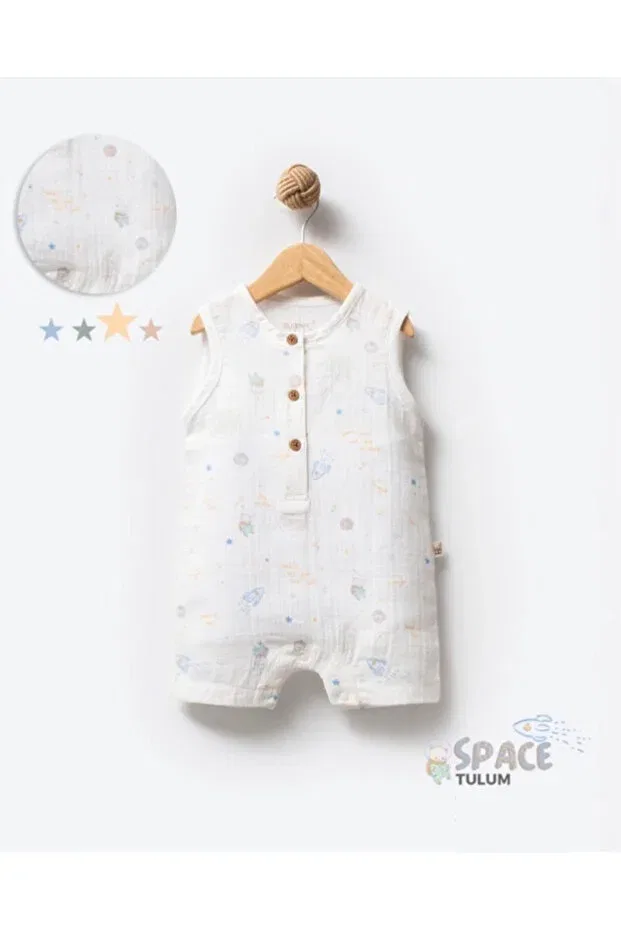 Детский комбинезон без рукавов Basics By Bubbles, Ecru