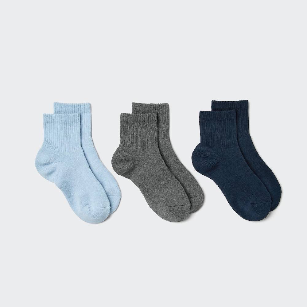 Комплект носков Uniqlo Rib Pile, 3 пары, 60 светло-голубой