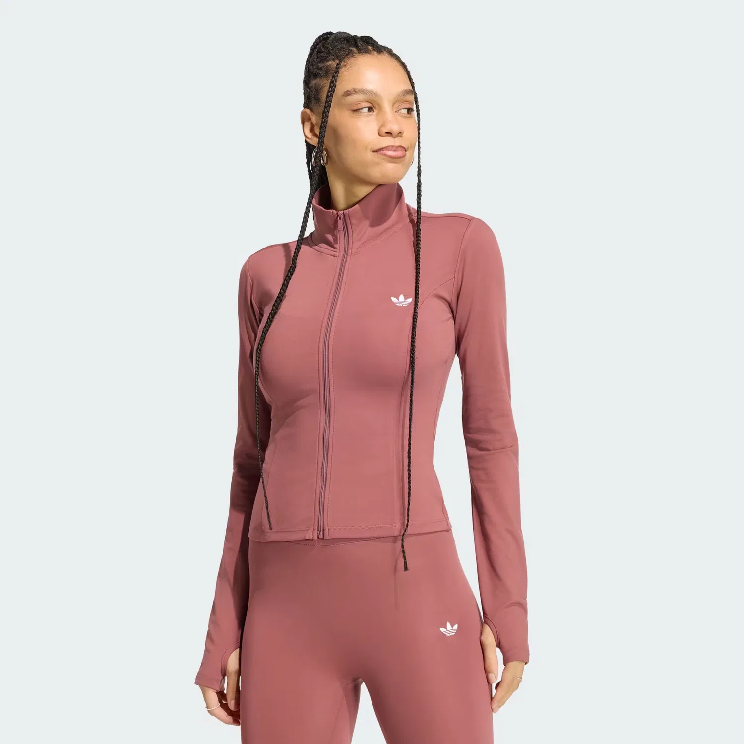 Женская олимпийка с молнией и воротником-стойкой Essentials Polyester Tracktop Adidas Originals, бордовый