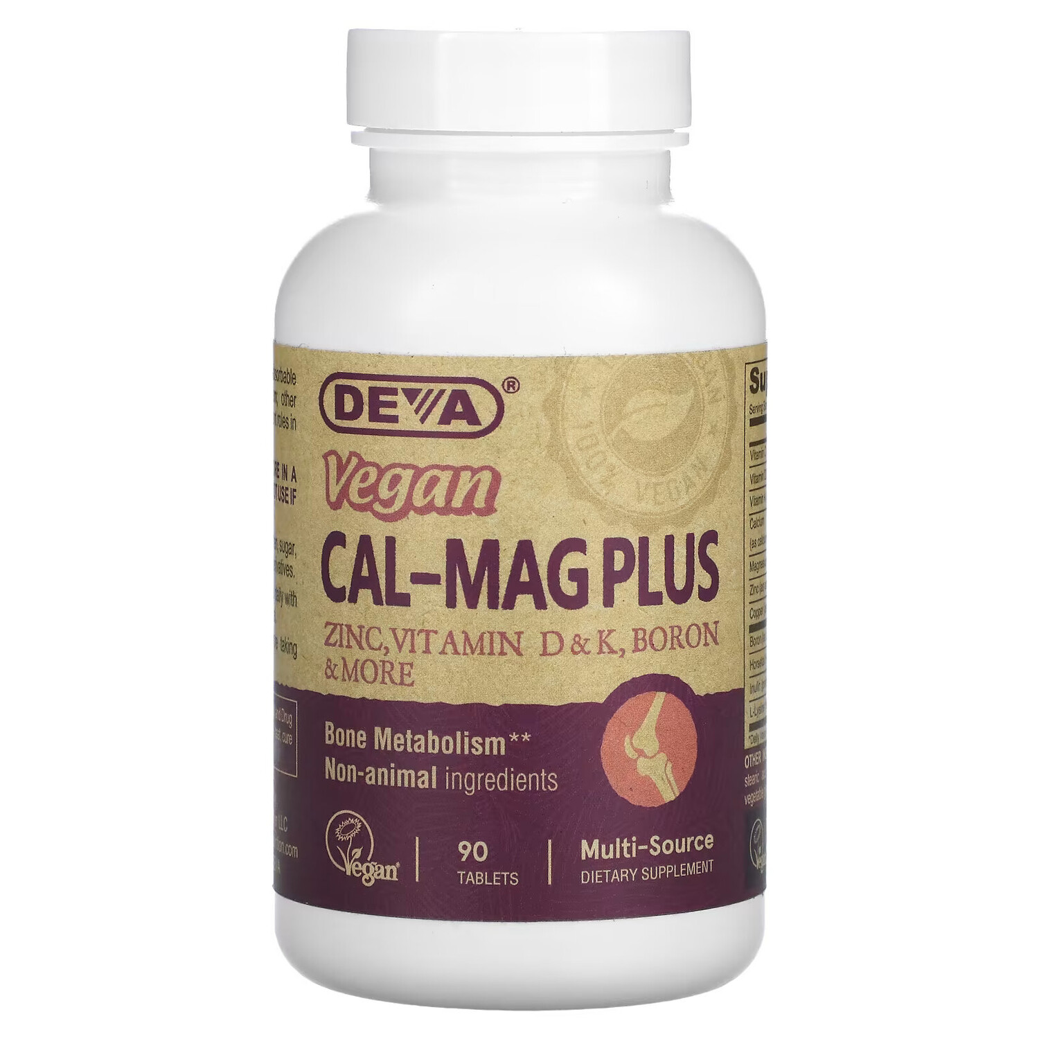 

Deva, Cal-Mag Plus, веганская добавка премиального качества, 90 таблеток