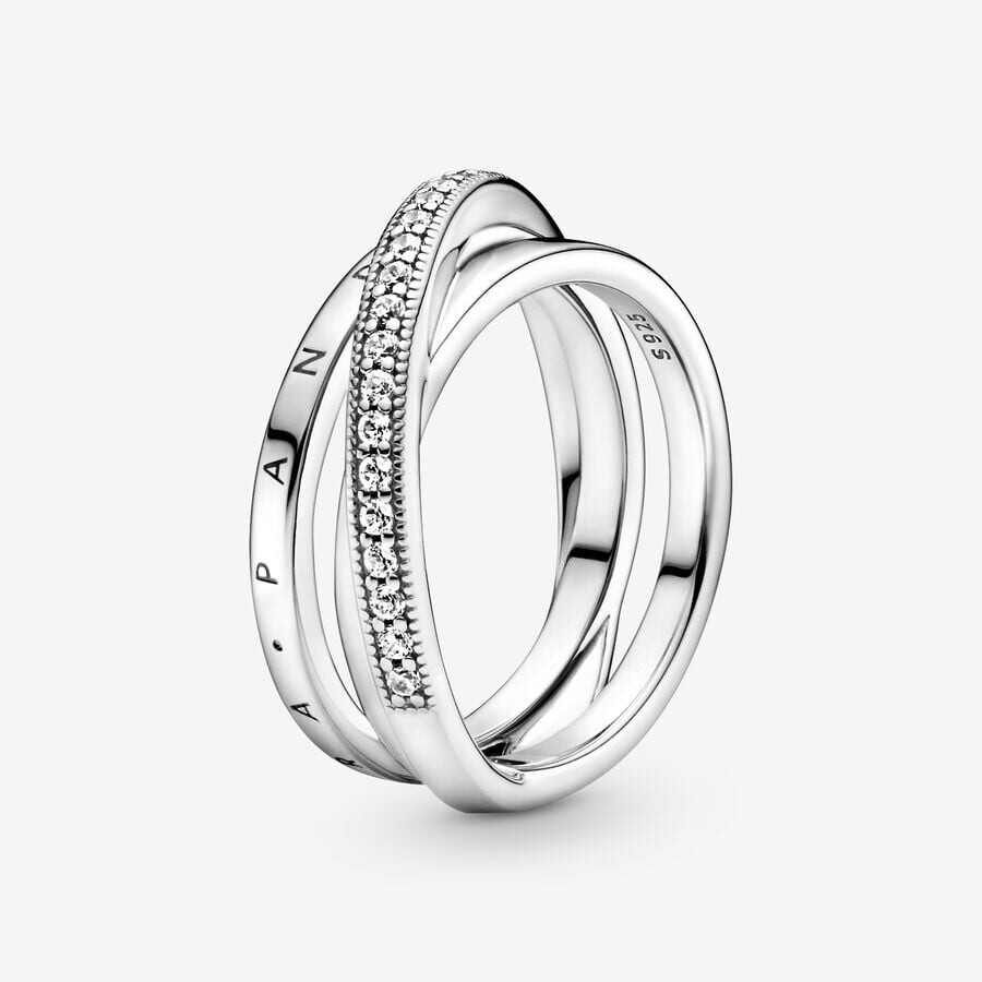 

Кольцо Pandora Signature Crossover Pave Triple Band, серебро