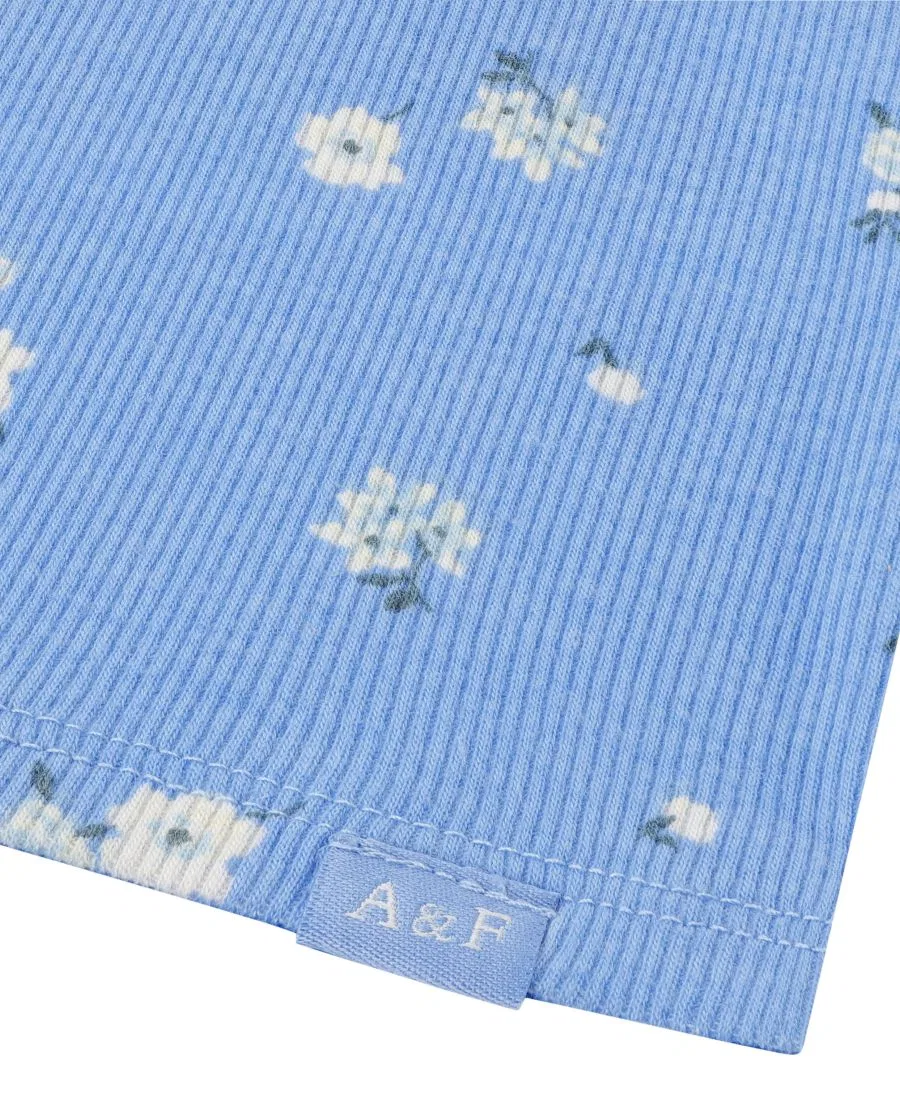 Топ с кружевной отделкой и пуговицами, с коротким рукавом abercrombie kids, Light Pastel Blue — фото 3