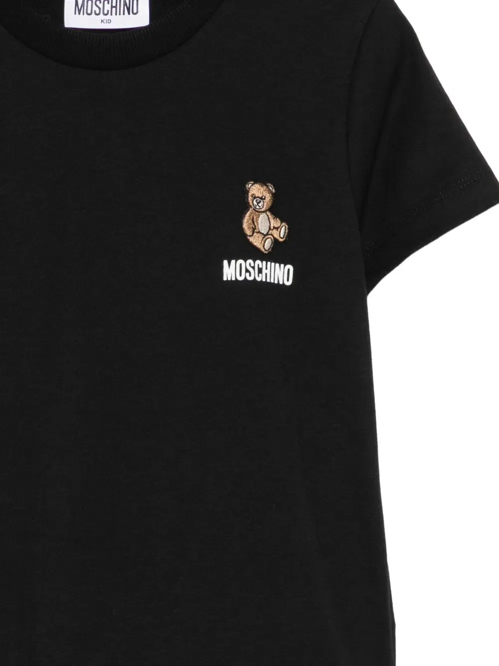 Футболка с принтом плюшевого мишки Moschino Kids, черный — фото 3
