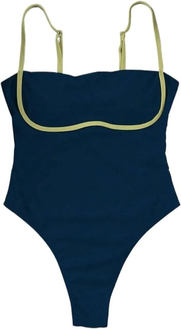 Женский монокини с открытой спиной и высоким вырезом, Navy Blue
