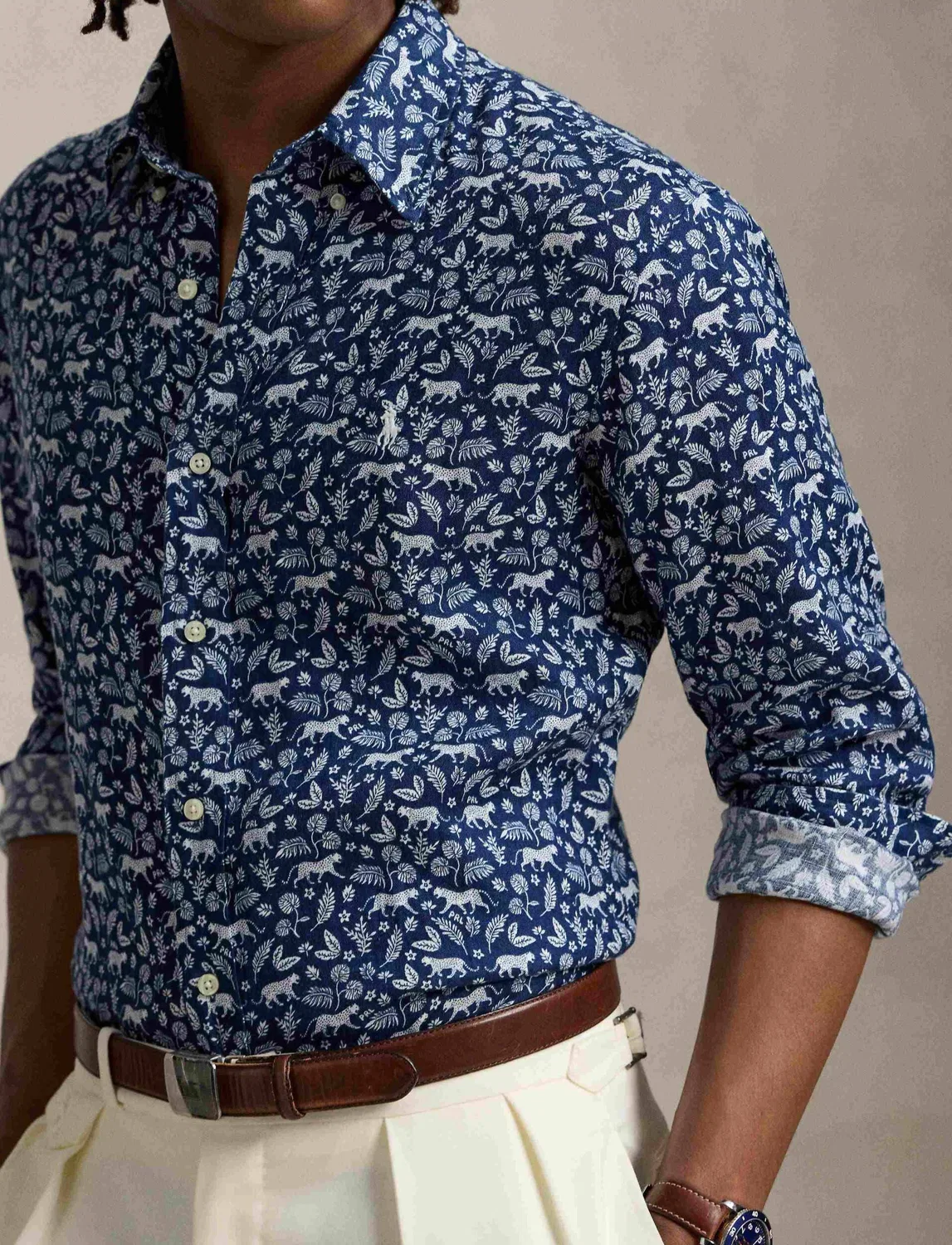 Рубашка из льна Polo Ralph Lauren, темно-синий — фото 4