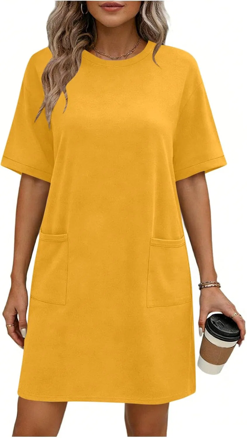 Женское платье-футболка с карманами Shift Sundress, Yellow