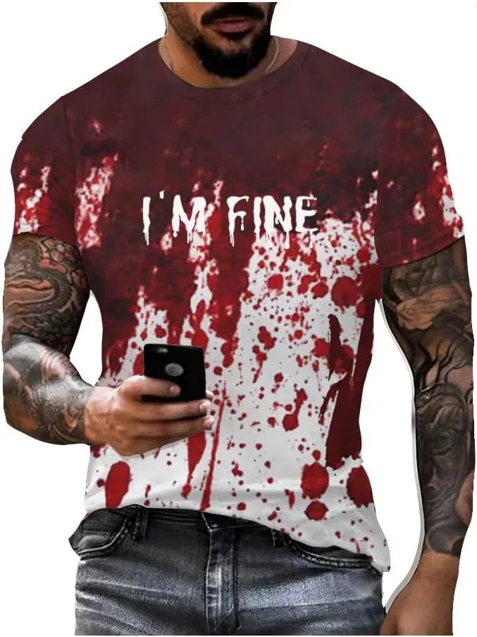 Мужская футболка с принтом Bloody I'm Fine Halloween, White