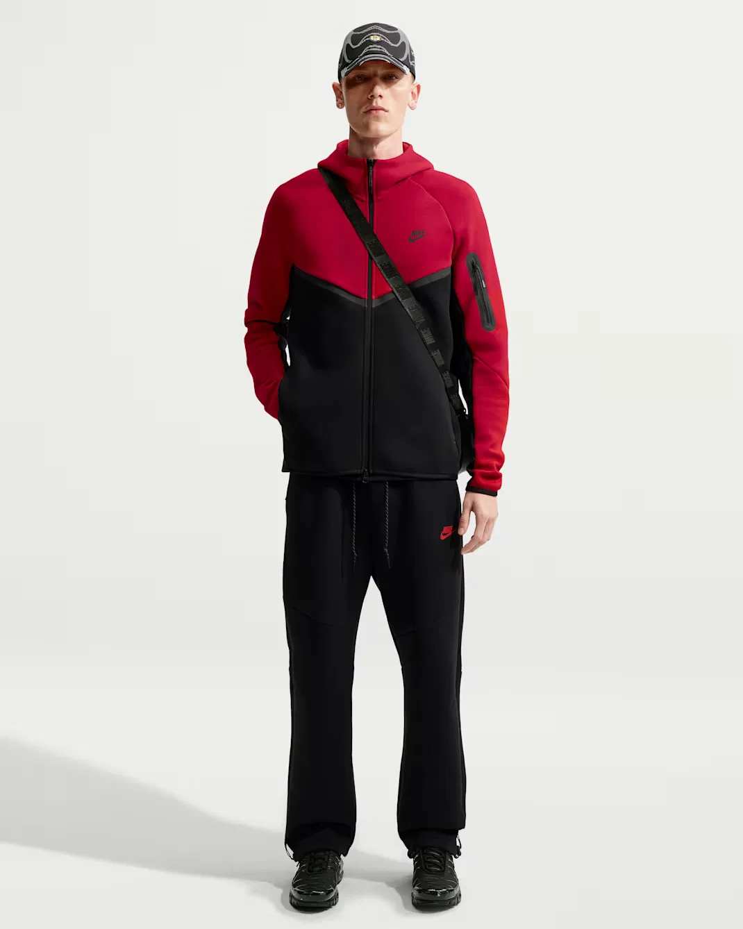 Мужская флисовая ветровка на молнии Nike Tech, Tough Red/Black/Black — фото 4