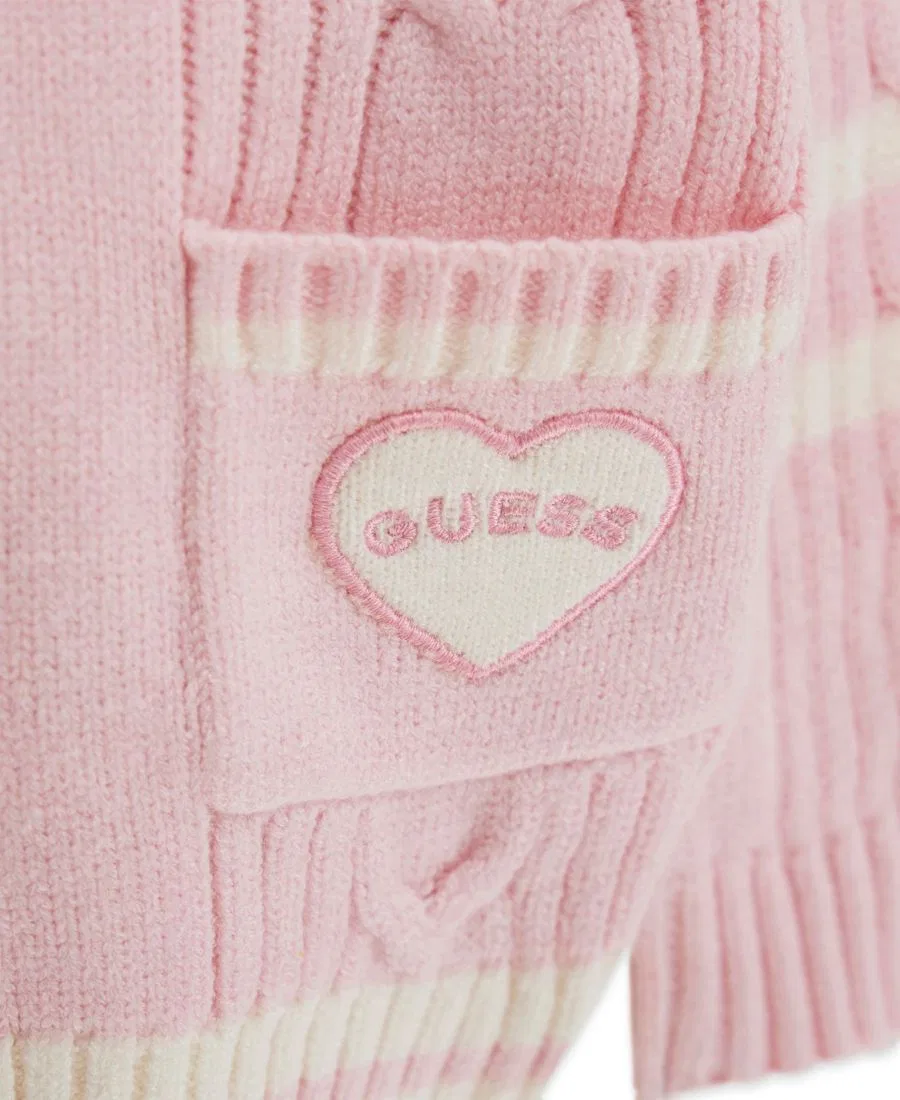 Детский кардиган-свитер с V-образным вырезом и длинным рукавом GUESS, Pink — фото 4