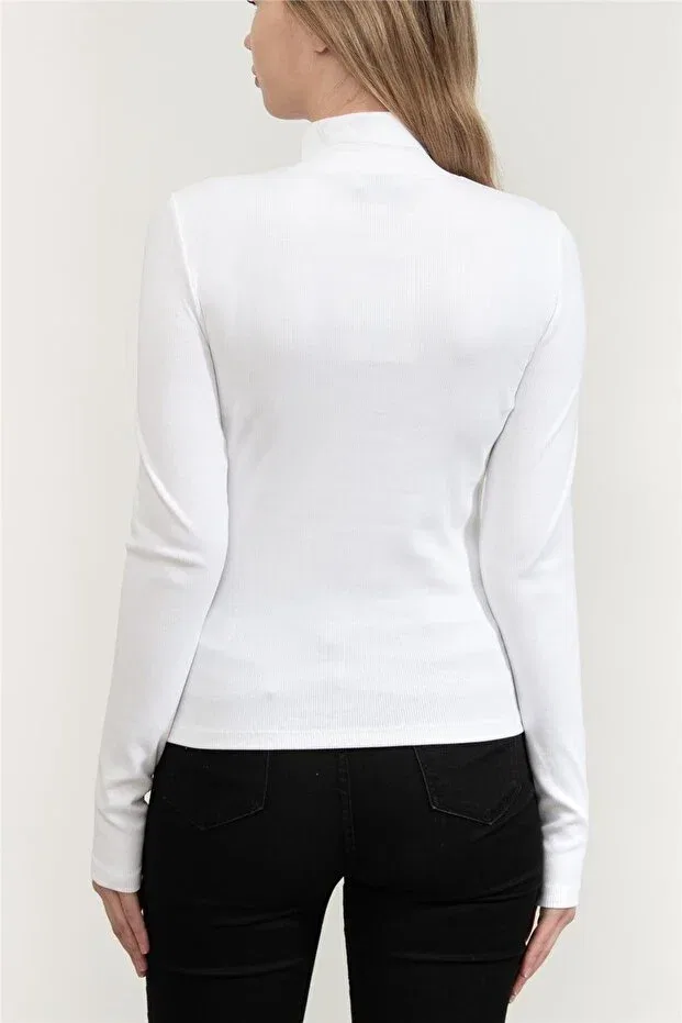 Женская облегающая футболка с длинным рукавом с принтом Calvin Klein, Brilliant White — фото 3
