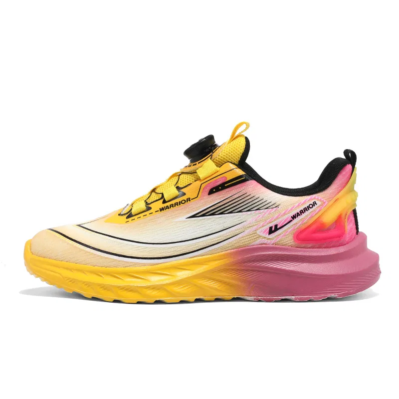Детские кроссовки для бега из микрофибры WARRIOR, Yellow Rose Red Black