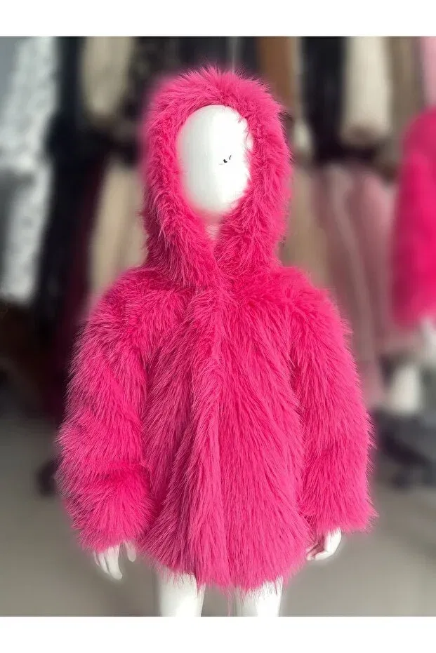 Детское пальто для девочек меховое Kürkzone, Pink