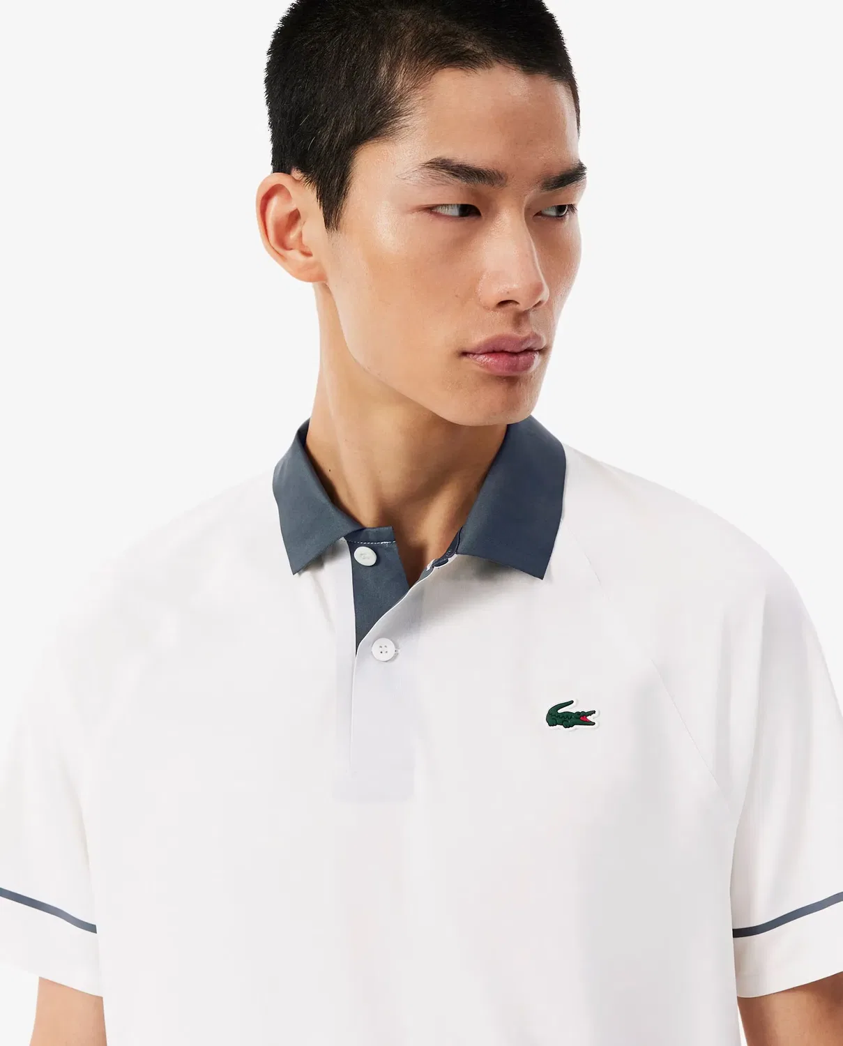 Поло мужское Lacoste с коротким рукавом, отложной воротник, Blanco — фото 3