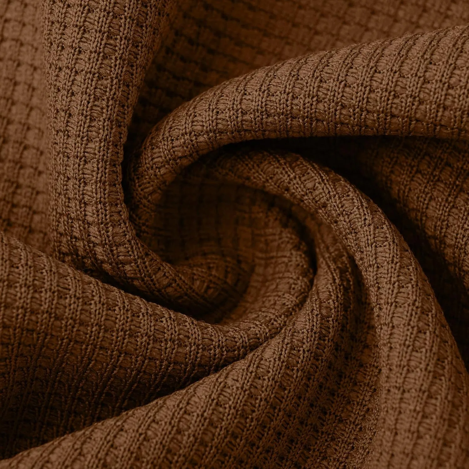 Мужская футболка с длинным рукавом хенли из вафли, Khaki — фото 2
